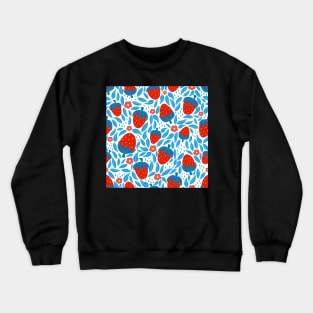 strawberry seamless pattern with blue and red colors Crewneck Sweatshirt